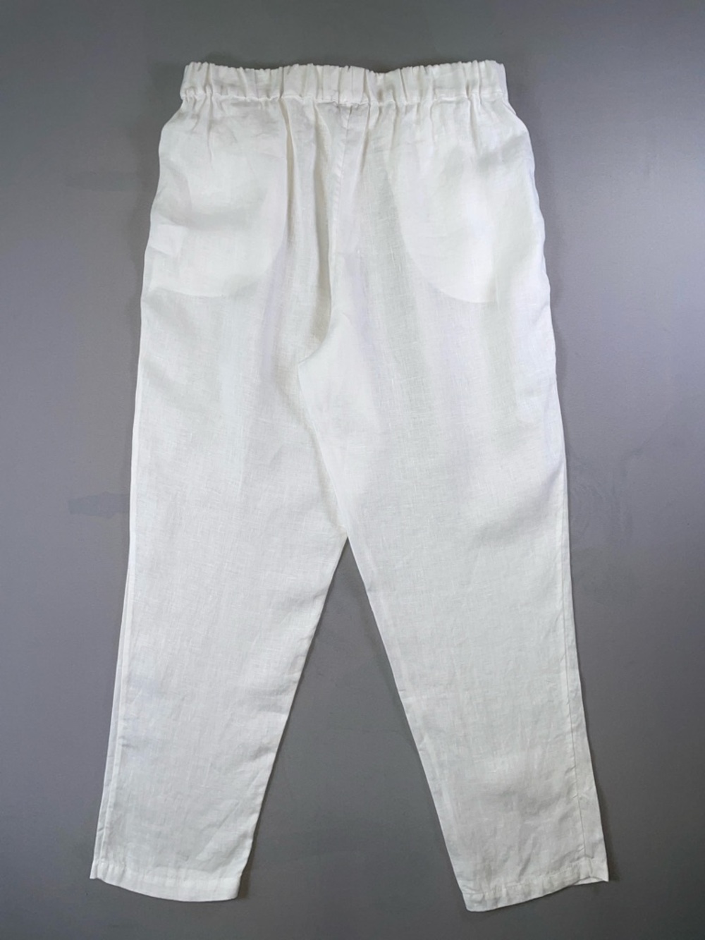 Cento Lino 100% Linen Made in Italy White Elastic Waist Trousers Size Medium - Picture 3 of 9